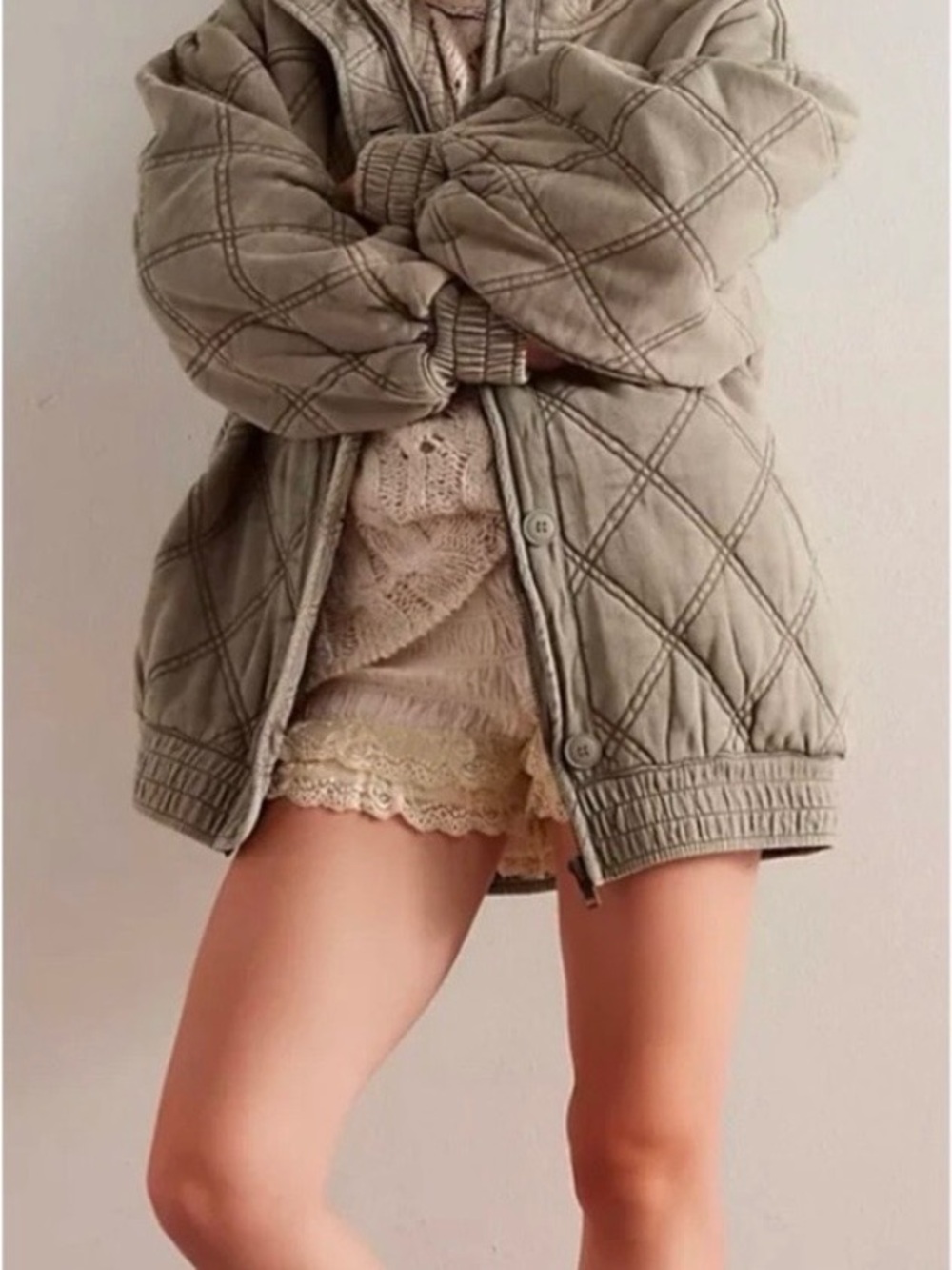 Free People Olive Quilted Jacket - Picture 3 of 7